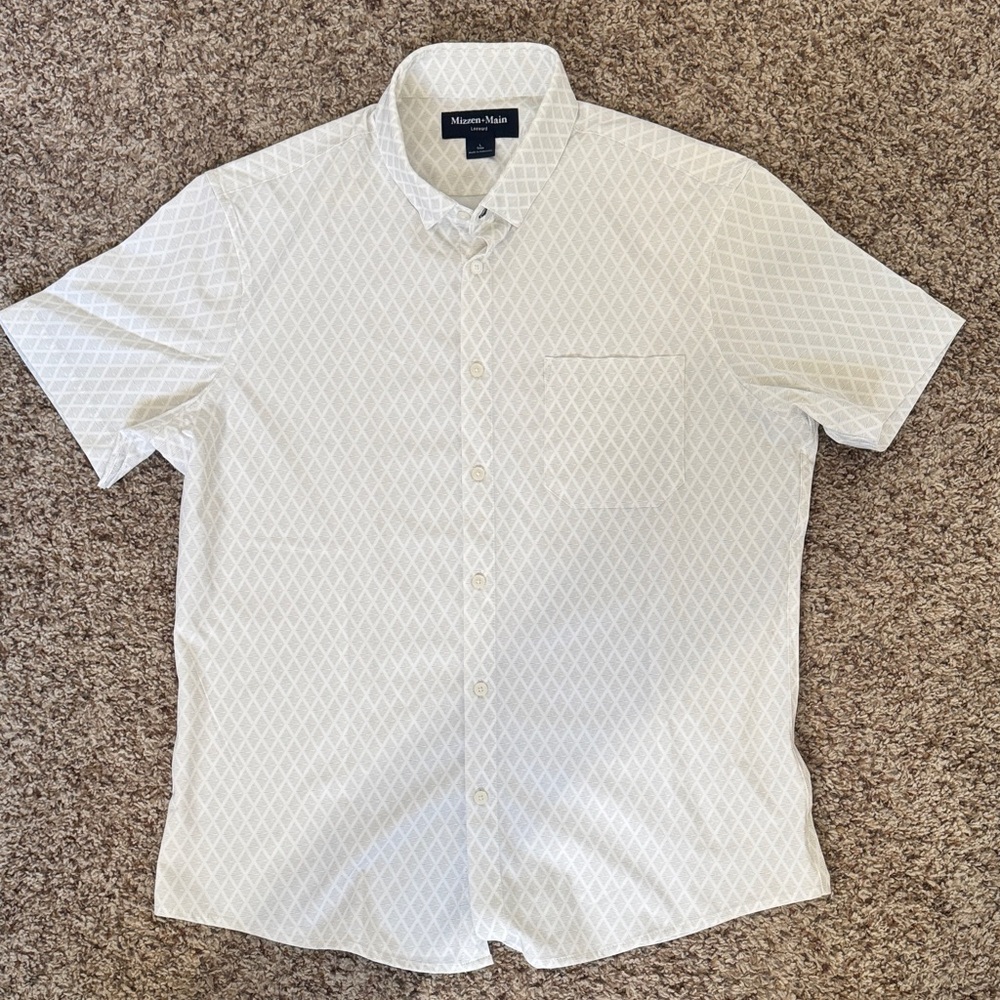 Mizzen and Main. White Geometric Men's Shirt